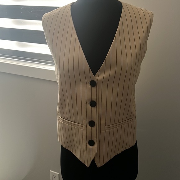 Cream Pinstripe Maje Vest Sz.36 - Picture 2 of 6